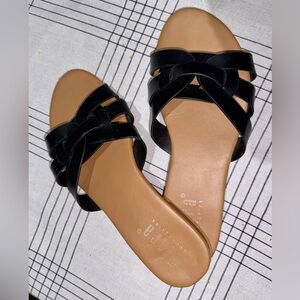 Black Slip-On Sandals